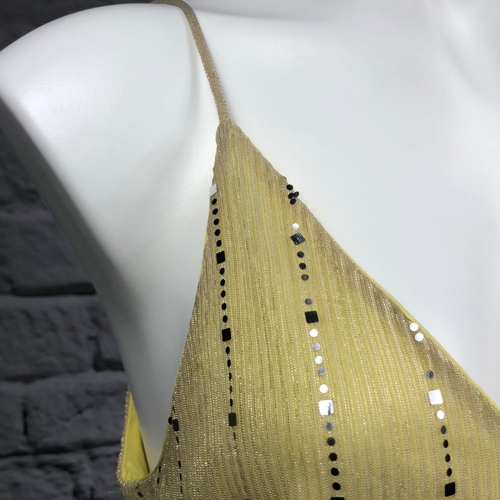 Sweet Rain tank top v-neck yellow metallic Medium - Picture 4 of 8